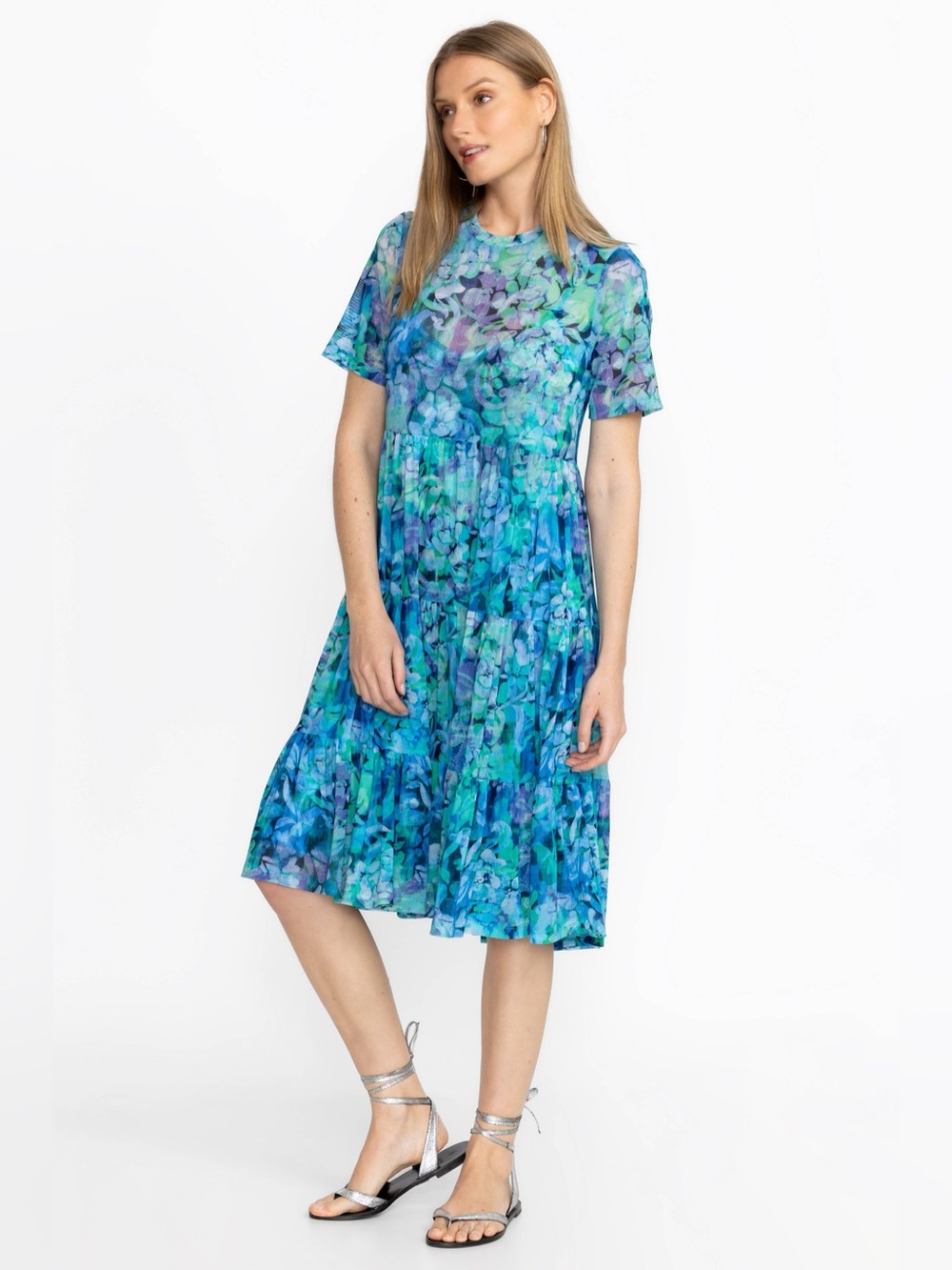 Johnny Was MESH TIERED DRESS